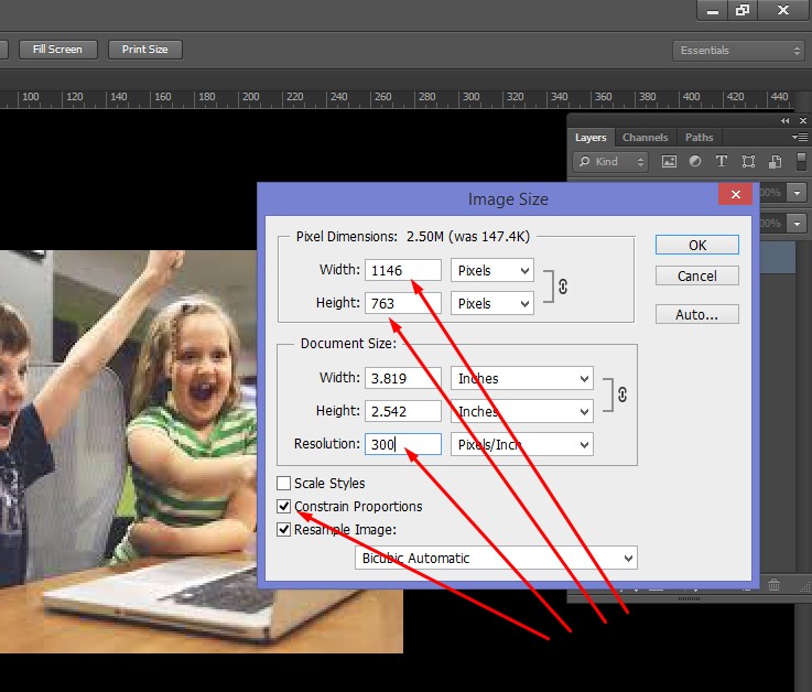 how to change image size in photoshop