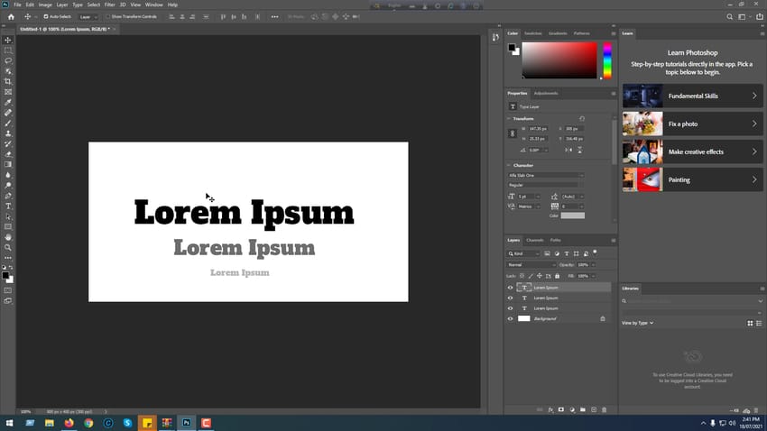 how to add fonts in PS- Final output